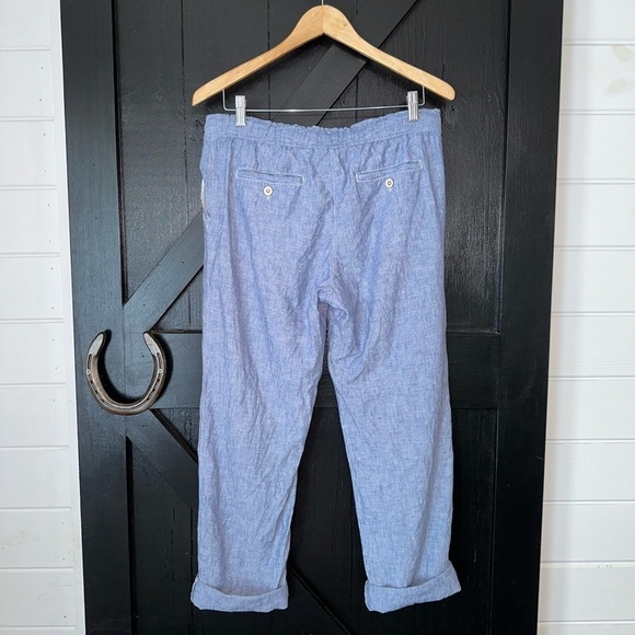 Tommy Bahama Blue 100% Linen Chambray Coconut Shell Button Breathable Pants S/P - Picture 9 of 14